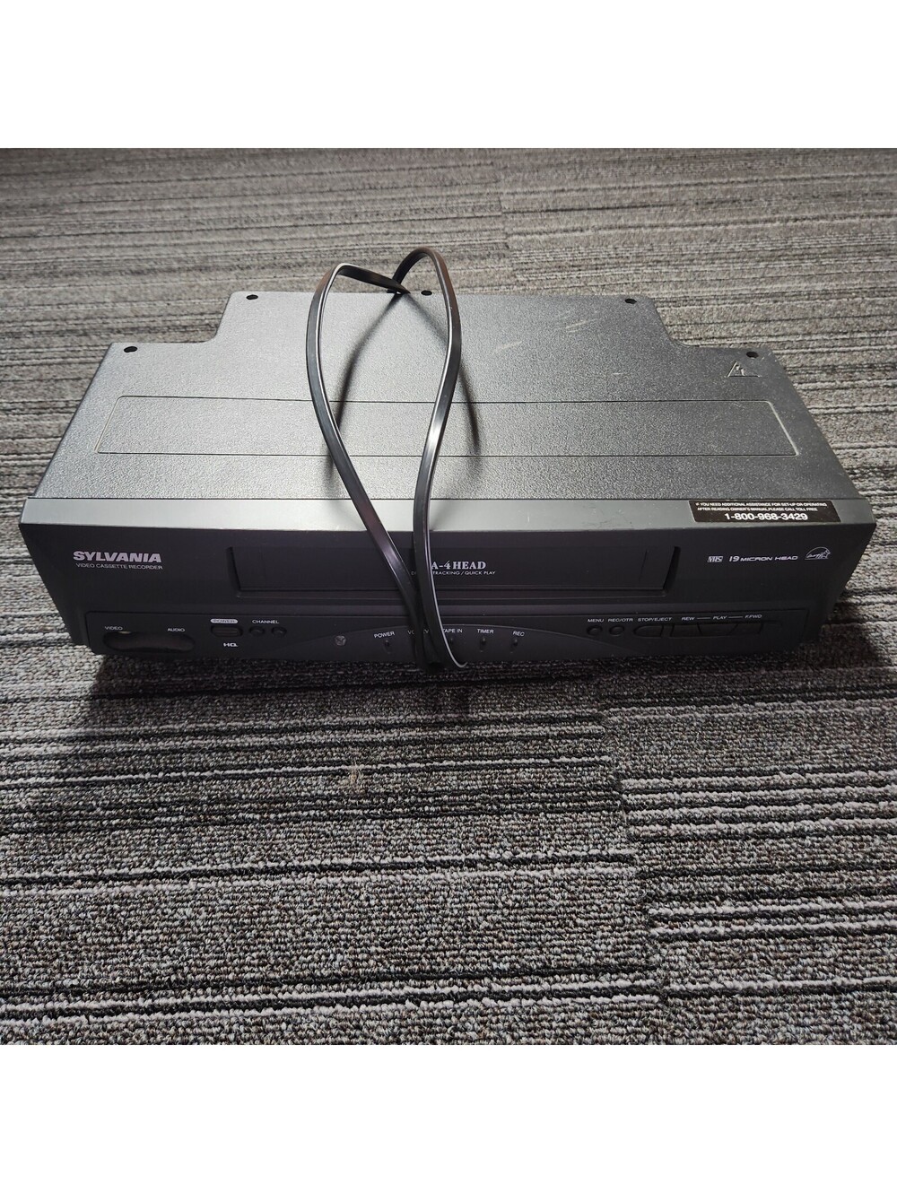 Sylvania 6240VD 4-Head VHS VCR Player Recorder Tested Powers On Front A/V Inputs